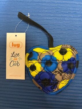 Lug Peony Blue Luggage Heart Tag NWT
